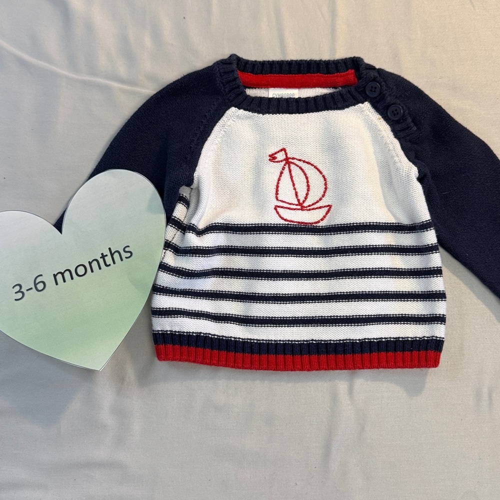 3-6M Gymboree Striped Sweater with Red Accent